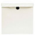 vidaXL Úložné boxy s vekom 4 ks, biele 32x32x32 cm, látka