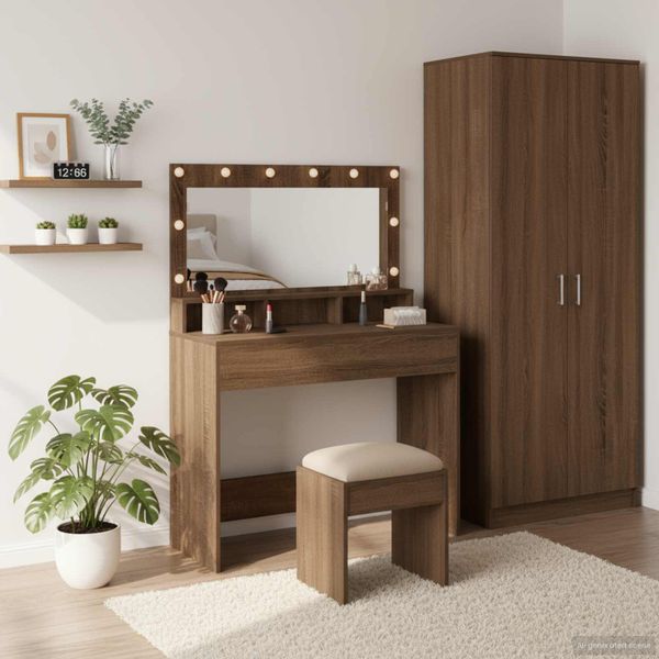vidaXL Toaletný stolík Hnedý dub 100 x 41 x 135 cm Kompozitné drevo