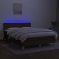 vidaXL Posteľ boxsping s matracom a LED tmavohnedá 140x190 cm látka