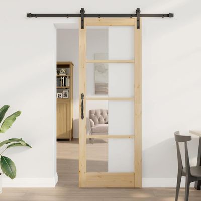 vidaXL Posuvné dvere ORKDAL Prírodná a čierna 78 x 211 cm