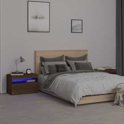 vidaXL Nočné stolíky s LED svetlami hnedý dub 60x35x40 cm