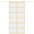 vidaXL Posuvné dvere zlaté 102,5x205 cm číre ESG sklo a hliník