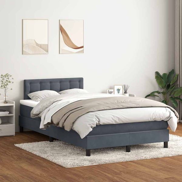 vidaXL Posteľný rám boxspring s matracom tmavosivý 120x220 cm zamat