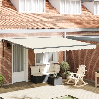 vidaXL Rám markízy Krémová 400 × 300 cm Polyester s PU povrchom