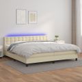 vidaXL Boxspring posteľ s matracom a LED krémová 200x200 cm umelá koža