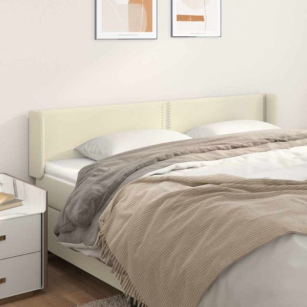 vidaXL Čelo postele so záhybmi krémový 163x16x78/88 cm umelá koža