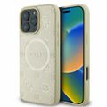 Puzdro Guess pre iPhone 16 Pro 6,3" GUHMP16LPSAPSMED zlatá tvrdé puzdro Saffiano Peony Classic Logo MagSafe