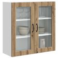 vidaXL Nástenný sklenený kabinet PORTO Remeselný dub 80 x 31 x 80 cm