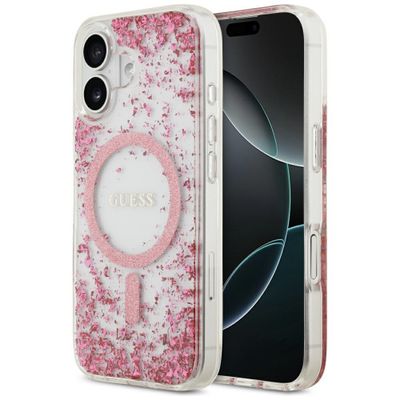 Puzdro Guess pre iPhone 17 HC MAGSAFE RESIN BOTTOM GLITTER ružová