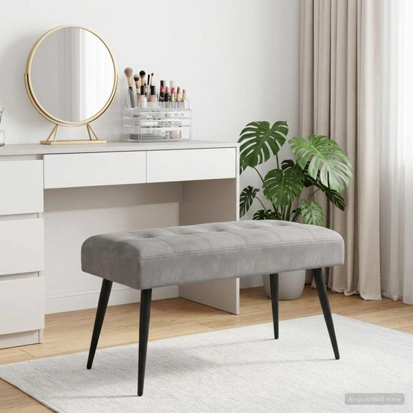 vidaXL Lavica s gombíkovým prešívaním Svetlosivá 80 x 40 x 46 cm Zamat