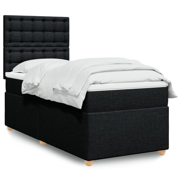 vidaXL Posteľný rám boxspring s matracom čierny 90x200 cm látka