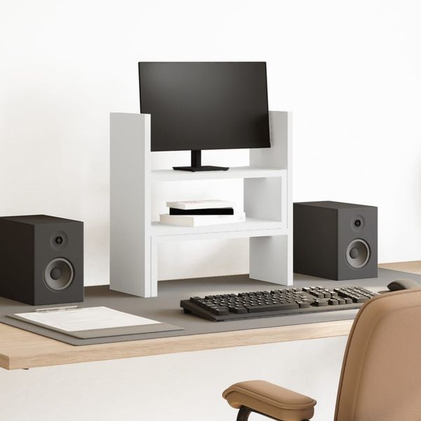 vidaXL Stolový organizér nastaviteľný biely 40x17x41 cm kompozit.drevo