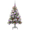 vidaXL Umelý vianočný stromček Zelená a biela 120 cm PVC, kov a plast