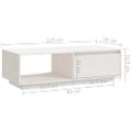 vidaXL Konferenčný stolík biely 110x50x33,5 cm borovicový masív