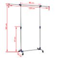 vidaXL Nastaviteľný nerezový vešiak 165x44x150 cm strieborný