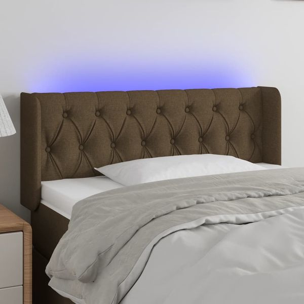 vidaXL Čelo postele s LED tmavohendé 103x16x78/88 cm látka