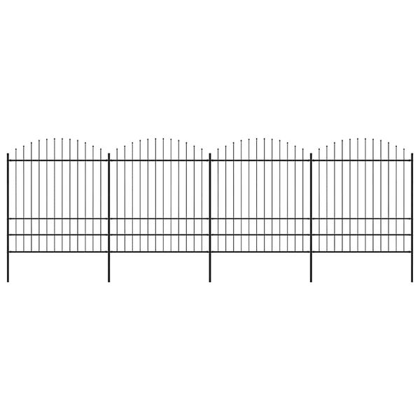 vidaXL Záhradný plot s vrchnou časťou z ocele 714,5x200 cm čierny