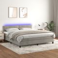 vidaXL Posteľ boxsping s matracom a LED bledosivá 180x200 cm zamat