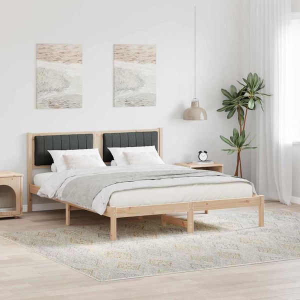 vidaXL Rám postele s čalúneným čelom Tmavo šedá 150 x 200 cm