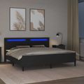 vidaXL Rám postele s LED pásikmi Čierna 180 x 200 cm Umelá koža