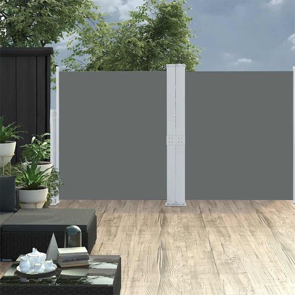 vidaXL Zaťahovacia dvojitá bočná markíza na terasu 170x600cm, antracit