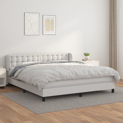 vidaXL Boxspring posteľ s matracom biela 180x200 cm umelá koža