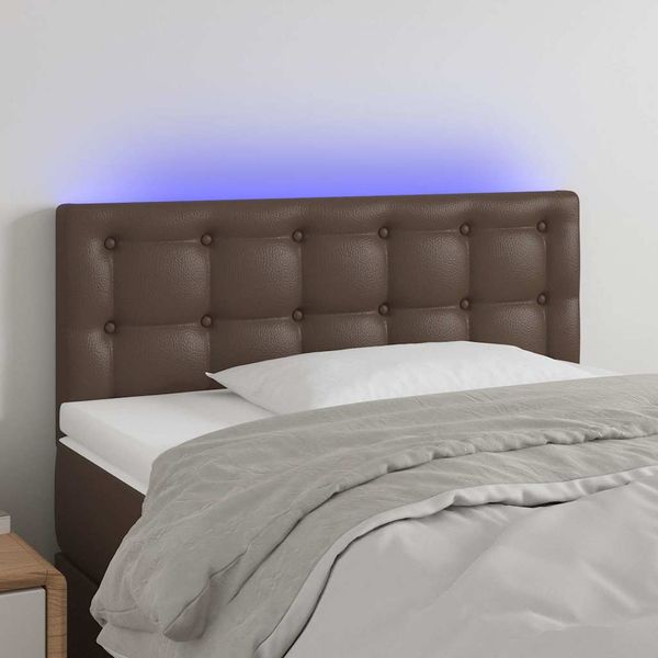 vidaXL Čelo postele s LED hnedé 80x5x78/88 cm umelá koža