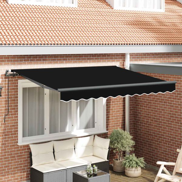 vidaXL Sklopná markíza Čierna 300 x 200 cm látka