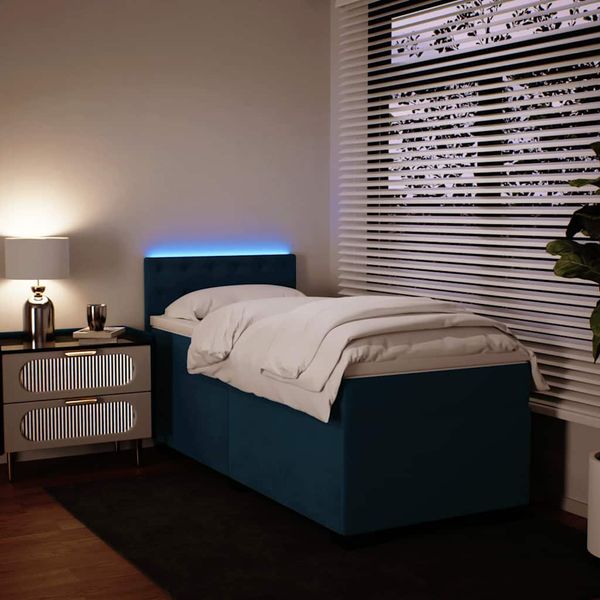 vidaXL Posteľný rám boxsping s matracom modrý 80x200 cm zamat