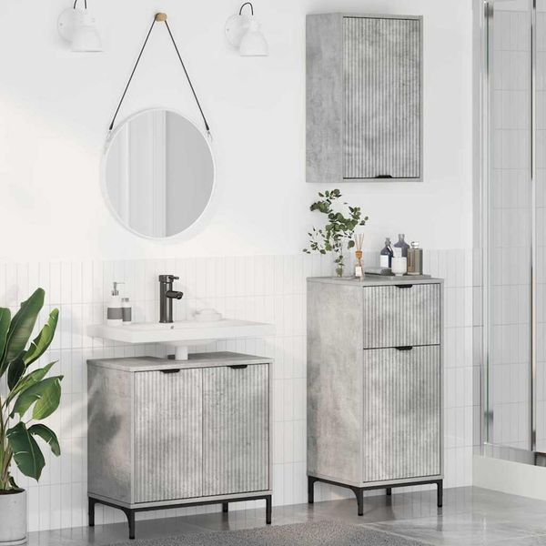 vidaXL Sada kúpeľňového nábytku 3 pcs Betónovo sivá Kompozitné drevo