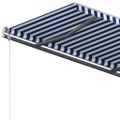 vidaXL Stojaca ručne zaťahovacia markíza 450x300 cm modro-biela