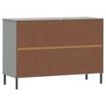 vidaXL Komoda s kovovými nohami sivá 113x40x77 cm masívne drevo OSLO