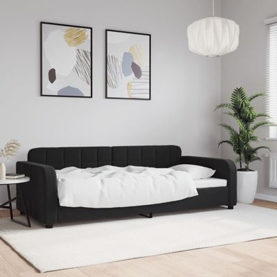 vidaXL Denná posteľ čierna 90x190 cm zamat