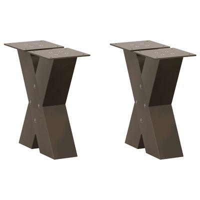vidaXL Nohy konferenčného stolíka v tvare X, 2 ks, prírodná oceľ, 30 x (30-31) cm, oceľ