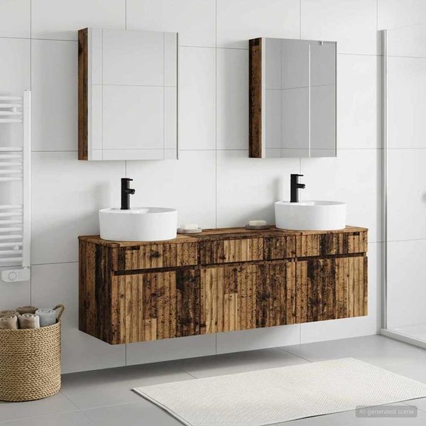 vidaXL Set kabinetov do kúpeľne 5 pcs Staré drevo 53 x 15,5 x 70 cm