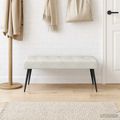 vidaXL Lavica s gombíkovým prešívaním Krémová 110 x 40 x 46 cm Zamat