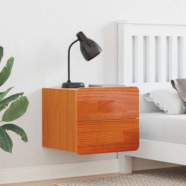 vidaXL Nočný stolík 2 pcs Hnedá 39 x 34 x 33 cm Borovicový masív