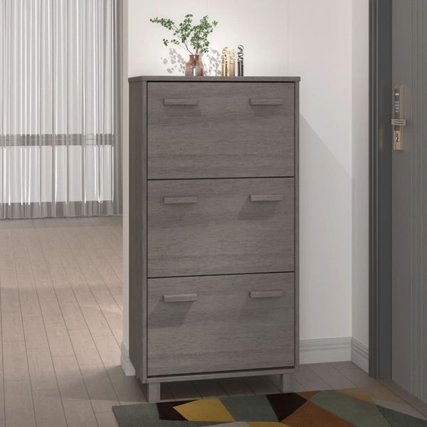 vidaXL Skrinka na topánky HAMAR, svetlosivá 59,5x35x117 cm, borovica
