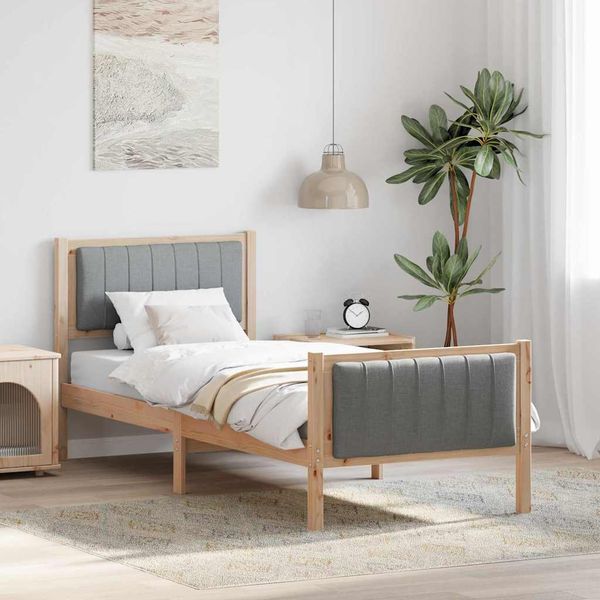 vidaXL Rám postele Hnedá a svetlo šedá 75 x 190 cm Borovicový masív