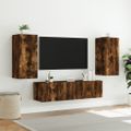 vidaXL 4-dielne TV nástenné skrinky s LED dymový dub kompozitné drevo