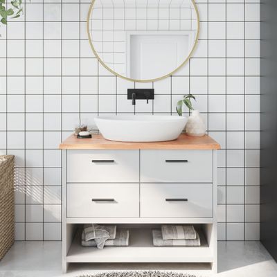 vidaXL Kúpeľňová doska bledohnedá 100x40x2 cm ošetrený masív