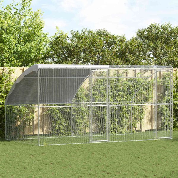 vidaXL Klietka pre sliepky 2 pcs Strieborná 400 x 200 x 200 cm