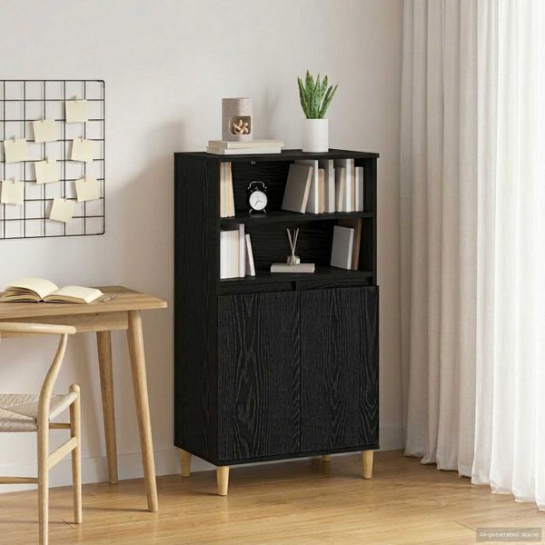 vidaXL Highboard Čierny dub 60 x 36 x 110 cm Kompozitné drevo