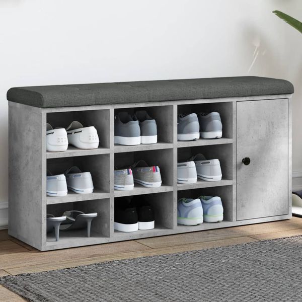 vidaXL Lavička na topánky betónovo sivá 102x32x50 cm kompozitné drevo