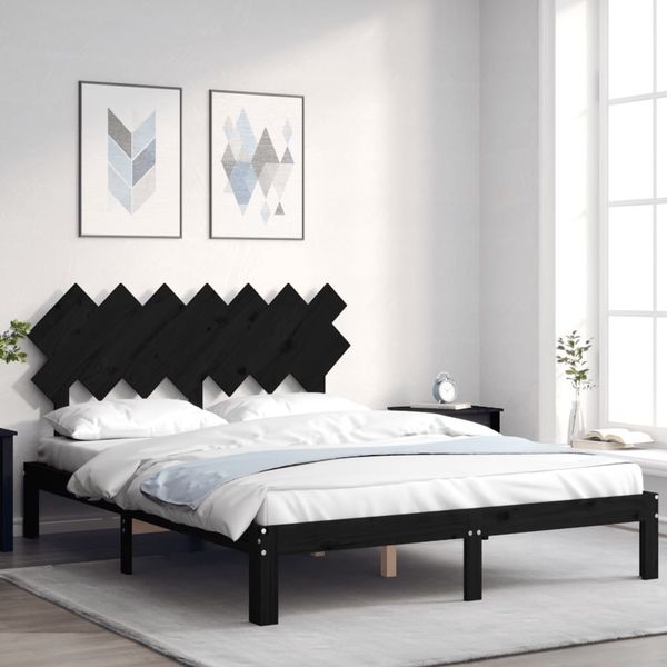 vidaXL Posteľný rám s čelom čierny 140x200 cm masívne drevo