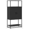 vidaXL Vysoká skrinka čierna 68x35x139 cm kompozitné drevo+kov