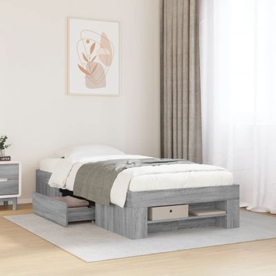 vidaXL Posteľný rám sivý dub sonoma 90x200 cm borovicový masív