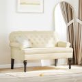 vidaXL Chesterfield lavica Krémová 119,5 x 64,5 x 75 cm Umelá koža