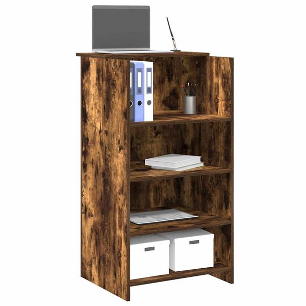 vidaXL Recepčný stôl dymový dub 55x50x103,5 cm kompozitné drevo