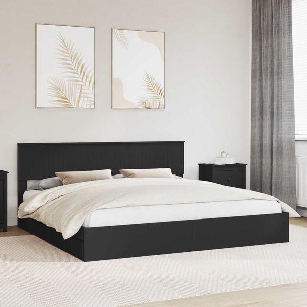 vidaXL Úložná posteľ so zásuvkou Čierna 200 x 200 cm Kompozitné drevo